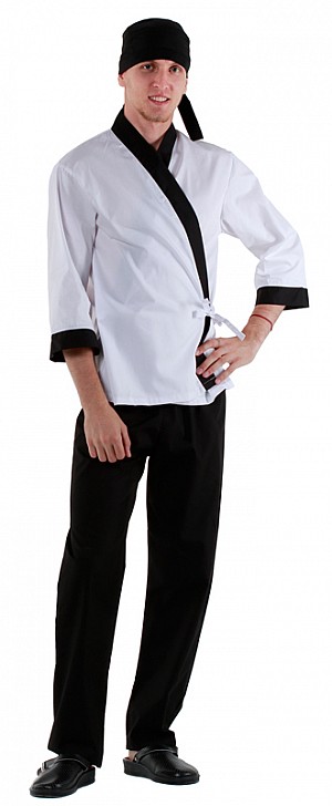 Куртка сушиста белая с отделкой черного цвета [00007] (Кл. со145) размеры 44-54
