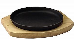 Сковорода круглая на деревянной подставке 220 мм